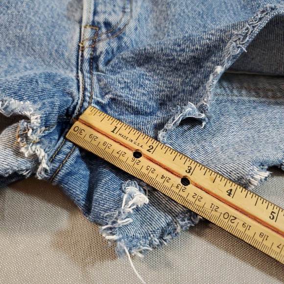 Levis 501 Sport Tape Hi-Rise Cutoff Button Fly Denim Blue Jean Shorts Womens W26 - Picture 11 of 13